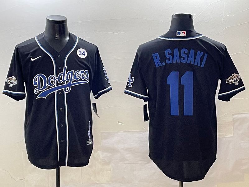 Men Los Angeles Dodgers #11 R.Sasaki Black Fashion Game 2025 Nike MLB Jersey style 3063->los angeles dodgers->MLB Jersey